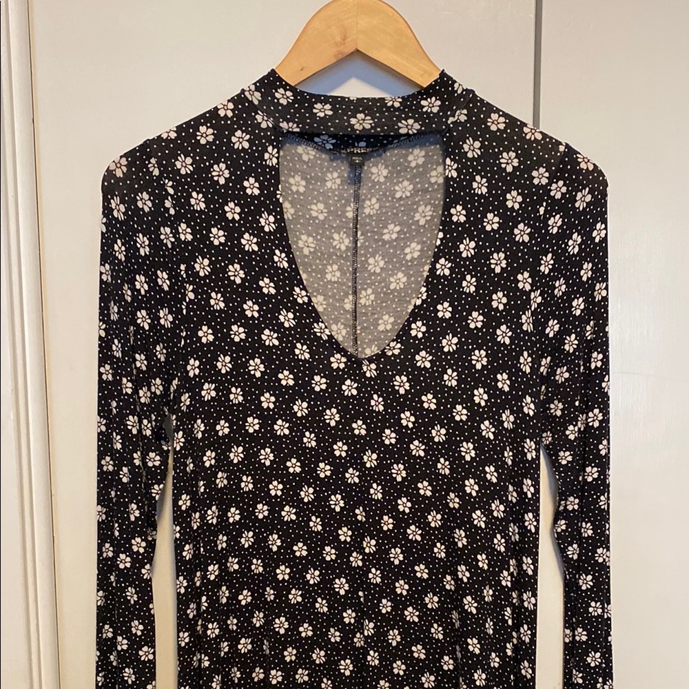Express Black Floral Long Sleeve Dress